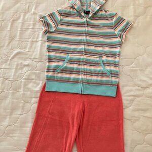 New York & Company Crop Pants and Short Sleeve Hoodie Set, Size M